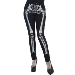 Women's Black Skeleton Print Skinny Jeans
